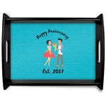 Happy Anniversary Black Wooden Tray - Large (Personalized)