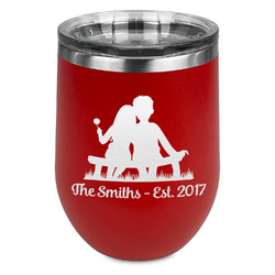 Happy Anniversary Stemless Stainless Steel Wine Tumbler - Red - Single Sided (Personalized)