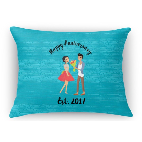 Custom Happy Anniversary Rectangular Throw Pillow Case - 12"x18" (Personalized)