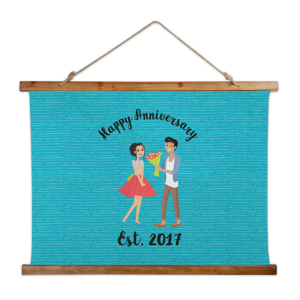 Custom Happy Anniversary Wall Hanging Tapestry - Wide (Personalized)