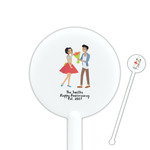 Happy Anniversary 5.5" Round Plastic Stir Sticks - White - Double Sided (Personalized)