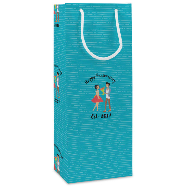 Custom Happy Anniversary Wine Gift Bags - Matte (Personalized)