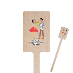 Happy Anniversary 6.25" Rectangle Wooden Stir Sticks - Single Sided (Personalized)