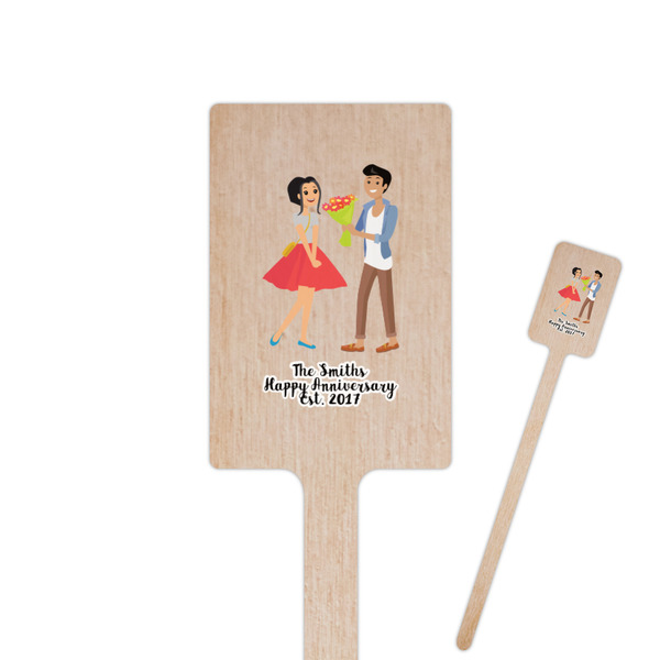 Custom Happy Anniversary 6.25" Rectangle Wooden Stir Sticks - Double Sided (Personalized)