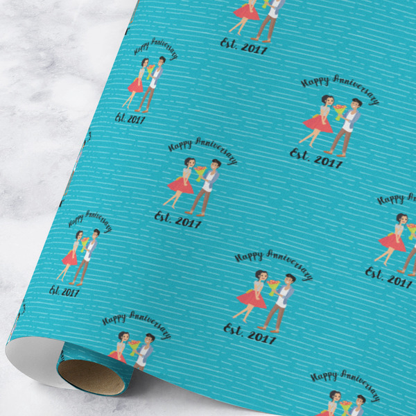 Custom Happy Anniversary Wrapping Paper Roll - Large - Matte (Personalized)