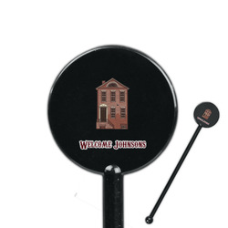 Housewarming 5.5" Round Plastic Stir Sticks - Black - Single Sided (Personalized)