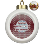 Housewarming Ceramic Ball Ornaments - Poinsettia Garland (Personalized)