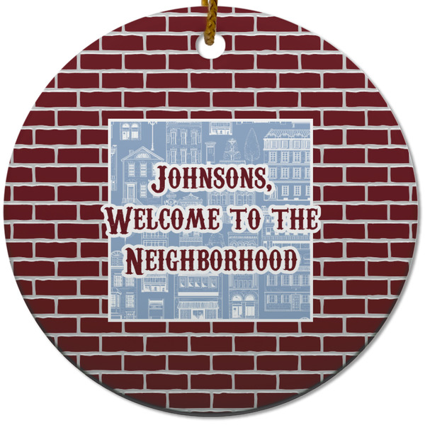 Custom Housewarming Round Ceramic Ornament w/ Name or Text