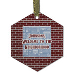 Housewarming Flat Glass Ornament - Hexagon w/ Name or Text