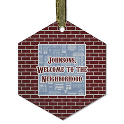 Housewarming Flat Glass Ornament - Hexagon w/ Name or Text