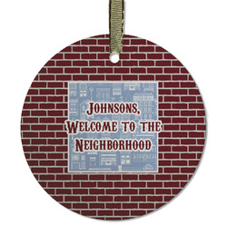 Housewarming Flat Glass Ornament - Round w/ Name or Text