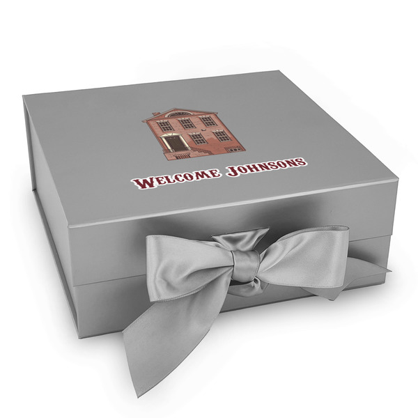 Custom Housewarming Gift Box with Magnetic Lid - Silver (Personalized)