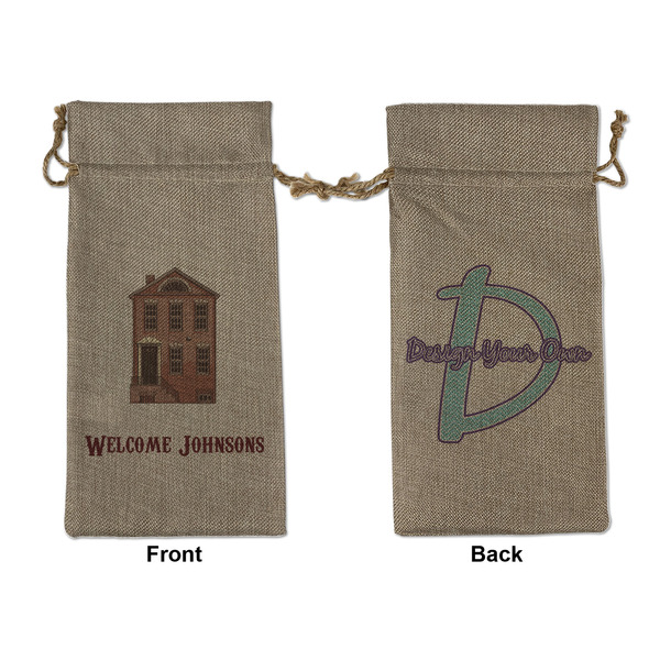 Custom Housewarming Large Burlap Gift Bag - Front & Back (Personalized)