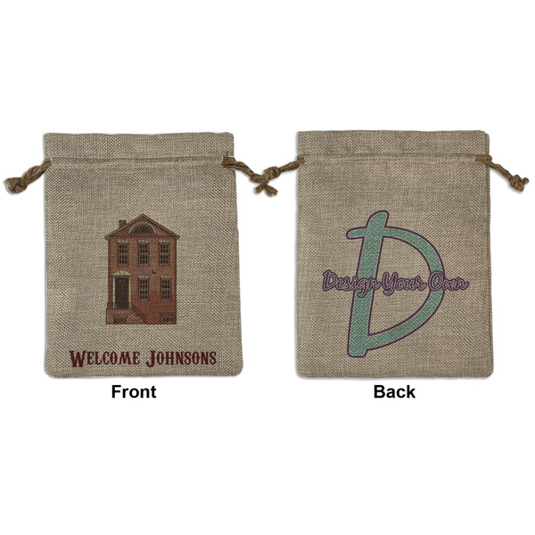 Custom Housewarming Medium Burlap Gift Bag - Front & Back (Personalized)