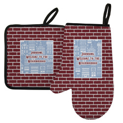 Housewarming Left Oven Mitt & Pot Holder Set w/ Name or Text