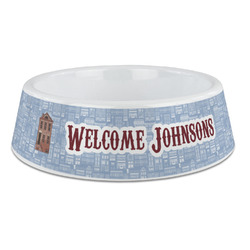 Housewarming Plastic Dog Bowl - Large (Personalized)