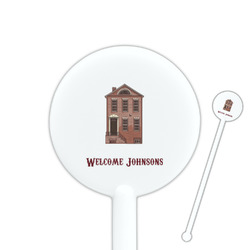 Housewarming 5.5" Round Plastic Stir Sticks - White - Single Sided (Personalized)