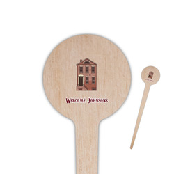 Housewarming 4" Round Wooden Food Picks - Single Sided (Personalized)