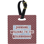 Housewarming Plastic Luggage Tag - Square w/ Name or Text