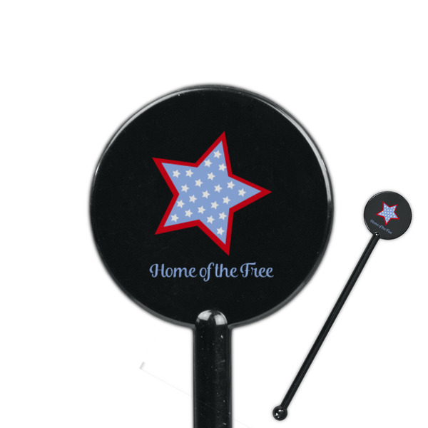 Custom American Quotes 5.5" Round Plastic Stir Sticks - Black - Single Sided