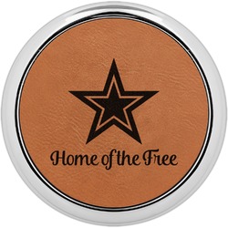 American Quotes Set of 4 Leatherette Round Coasters w/ Silver Edge (Personalized)