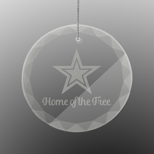 Custom American Quotes Engraved Glass Ornament - Round