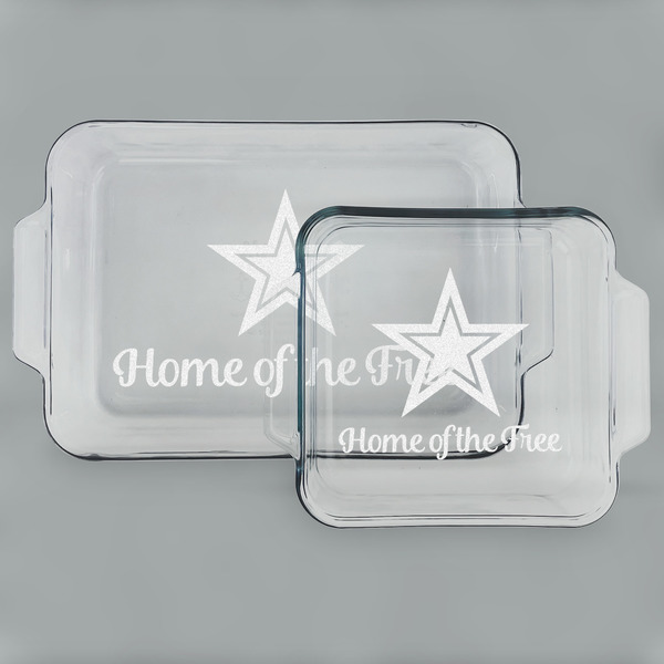 Custom American Quotes Set of Glass Baking & Cake Dish - 13in x 9in & 8in x 8in