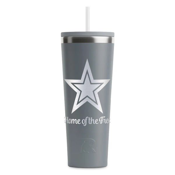 Custom American Quotes RTIC Everyday Tumbler with Straw - 28oz - Grey - Double-Sided