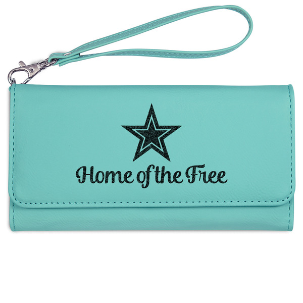 Custom American Quotes Ladies Leatherette Wallet - Laser Engraved- Teal