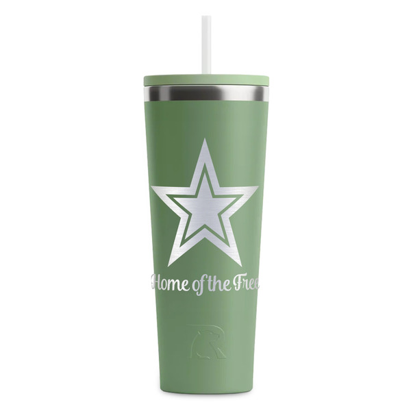 Custom American Quotes RTIC Everyday Tumbler with Straw - 28oz - Light Green - Double-Sided