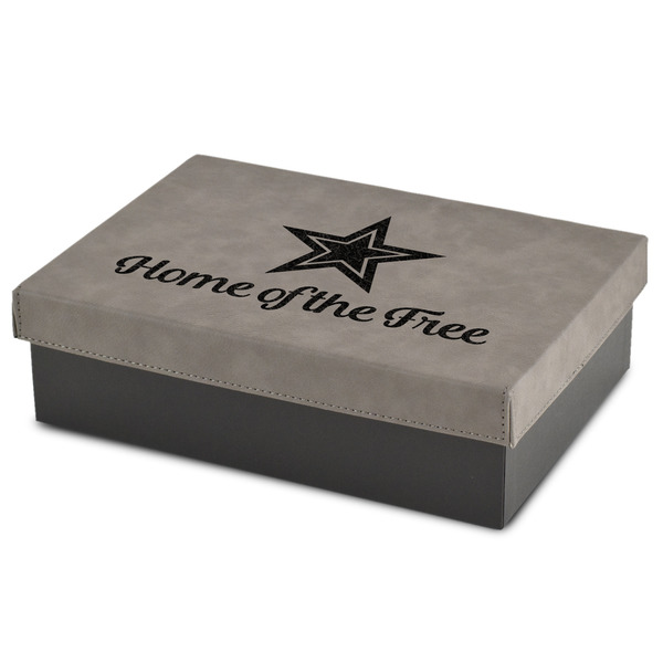 Custom American Quotes Medium Gift Box w/ Engraved Leather Lid
