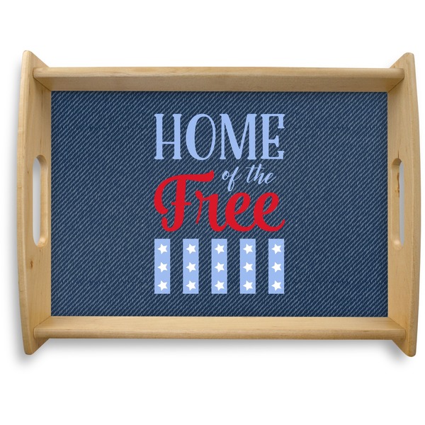 Custom American Quotes Natural Wooden Tray - Large