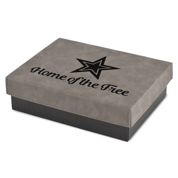 Custom American Quotes Small Gift Box w/ Engraved Leather Lid
