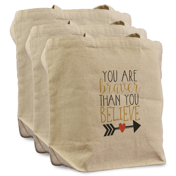 Custom Inspirational Quotes Reusable Cotton Grocery Bags - Set of 3