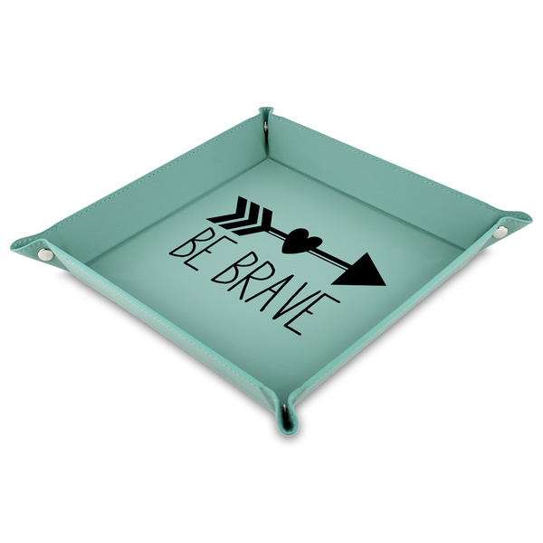 Custom Inspirational Quotes 9" x 9" Teal Faux Leather Valet Tray