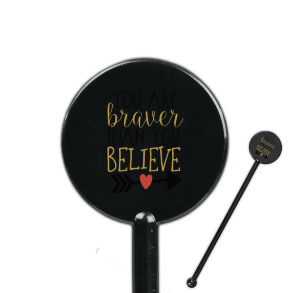 Custom Inspirational Quotes 5.5" Round Plastic Stir Sticks - Black - Double Sided