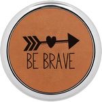 Inspirational Quotes Leatherette Round Coaster w/ Silver Edge