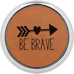 Inspirational Quotes Leatherette Round Coaster w/ Silver Edge - Single or Set