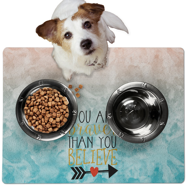 Custom Inspirational Quotes Dog Food Mat - Medium