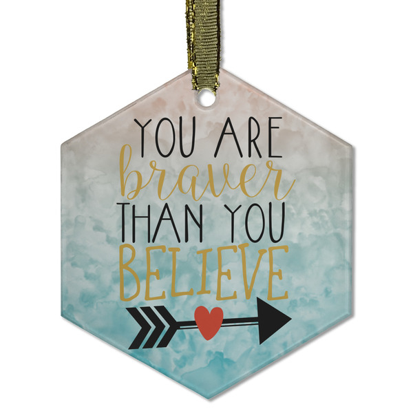 Custom Inspirational Quotes Flat Glass Ornament - Hexagon