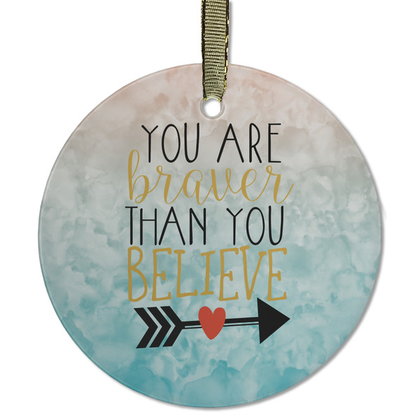 Custom Inspirational Quotes Flat Glass Ornament - Round