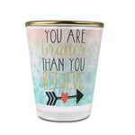 Inspirational Quotes Glass Shot Glass - 1.5 oz - with Gold Rim - Set of 4