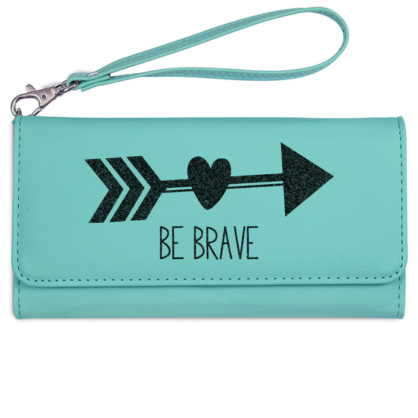 Custom Inspirational Quotes Ladies Leatherette Wallet - Laser Engraved- Teal