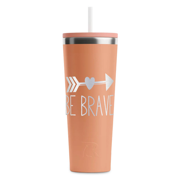 Custom Inspirational Quotes RTIC Everyday Tumbler with Straw - 28oz - Peach - Single-Sided