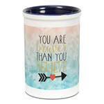 Inspirational Quotes Ceramic Pencil Holders - Blue