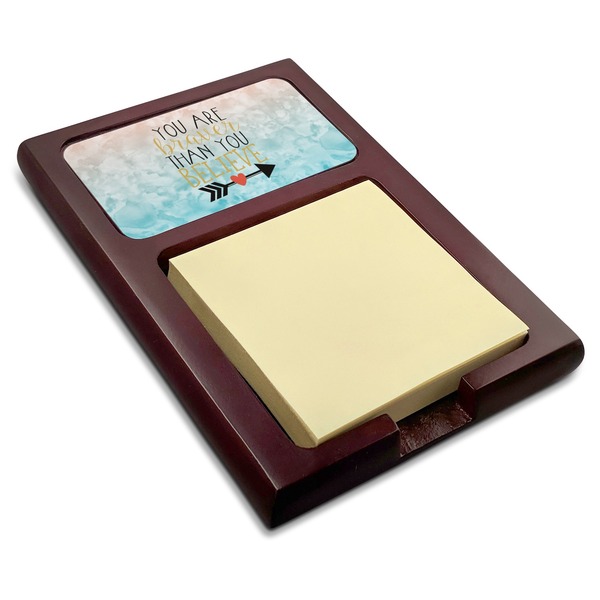 Custom Inspirational Quotes Red Mahogany Sticky Note Holder