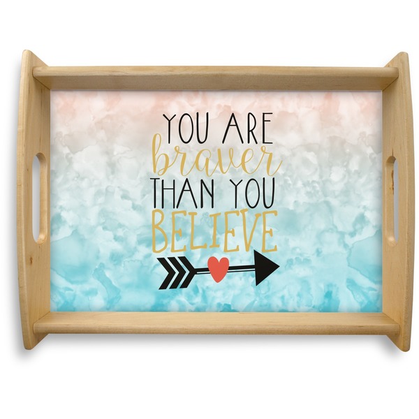 Custom Inspirational Quotes Natural Wooden Tray - Large