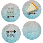 Inspirational Quotes Set of 4 Glass Appetizer / Dessert Plate 8"