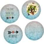 Inspirational Quotes Set of 4 Glass Lunch / Dinner Plate 10"