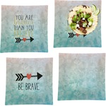 Inspirational Quotes Set of 4 Glass Square Lunch / Dinner Plate 9.5"